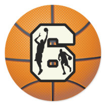 Number 6 Basketball and Players Sticker