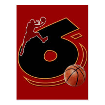 Number 6 Basketball Player Design Post Card