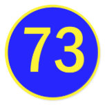 number, 73,  in a circle round sticker