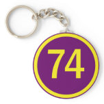 number, 74,  in a circle keychains