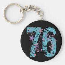 NUMBER 76 WITH EROSION AND PAINT SPLATTER KEY CHAIN