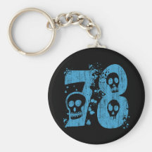 NUMBER 78 WITH SKULLS - DISTRESSED KEYCHAINS