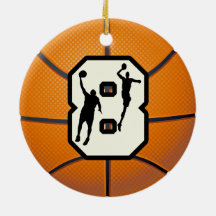 Number 8 Basketball and Players Christmas Ornament