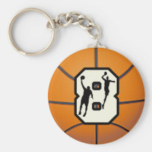 Number 8 Basketball and Players Keychains
