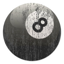 NUMBER 8 BILLIARDS BALL - ERODED AND AGED ROUND STICKER