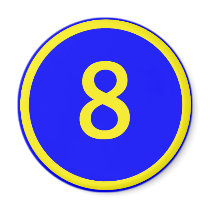 number 8 in a circle fridge magnets