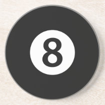 Number eight magic pool ball sandstone coaster