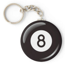 Number eight pool ball keychain
