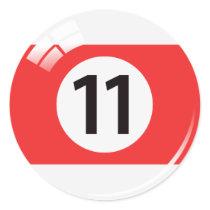 Number eleven pool ball stickers/labels