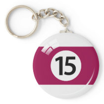 Number fifteen pool ball keychain