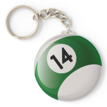 NUMBER FOURTEEN BILLIARDS BALL KEY CHAIN