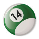 NUMBER FOURTEEN BILLIARDS BALL magnets
