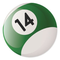 NUMBER FOURTEEN BILLIARDS BALL ROUND STICKER
