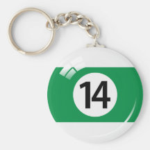 Number fourteen pool ball keychain