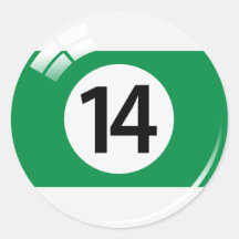 Number fourteen pool ball stickers/labels