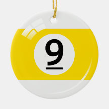 Number nine pool ball ornament - double sided
