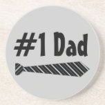 Number One #1 Dad Black Stripes Fake Tie Coasters