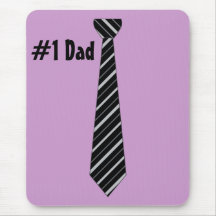 Number One #1 Dad Black Stripes Fake Tie Mouse Pad