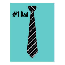 Number One #1 Dad Black Stripes Fake Tie Postcards
