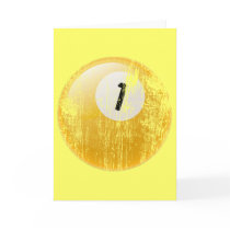 NUMBER ONE BILLIARDS BALL - AGED AND ERODED GREETING CARDS
