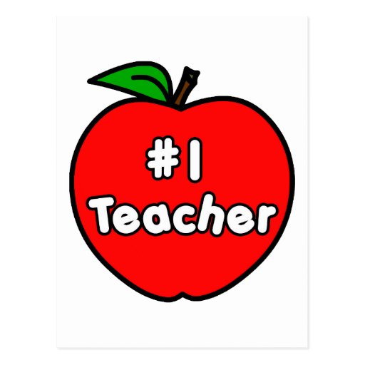 Number One Teacher Apple Postcards