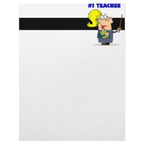 number one teacher cartoon graphic custom letterhead