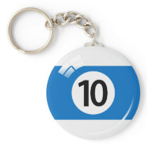Number ten pool ball keychain