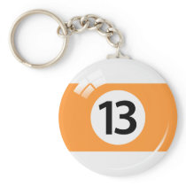 Number thirteen pool ball keychain