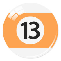 Number thirteen pool ball stickers/labels