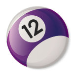 NUMBER TWELVE BILLIARDS BALL magnets