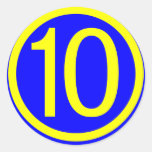 numéro 10 en cercle, arrière - plan bleu autocollant