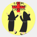 Nun Gifts "Look to the Cross" Round Stickers