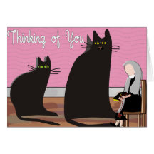 Nun Greeting Cards & Totes "Thinking of You"