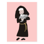 Nun Holding Grey Cat Gifts Post Cards