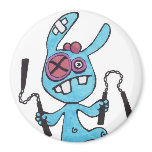 Nunchaku Rabbit Large 3inch Round Magnet