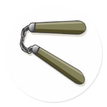 Nunchucks Round Stickers
