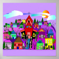 Nuns Art Poster "Heading to Church" Whimsical