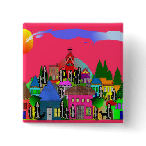 "Nuns of the Village" Whimsical Art Gifts Pin