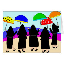 Nuns With Umbrellas "Expecting Rain" Greeting Cards