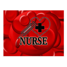 NURSE BLOOD CELLS SYRINGE HEART LOGO POST CARDS