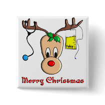 Nurse Christmas Reindeer Gifts Pinback Buttons
