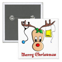 Nurse Christmas Reindeer Gifts Pinback Buttons