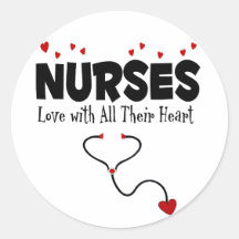 Nurse Heart Gift Round Stickers