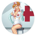 Nurse Pin-up Art Red Head Art by Al Rio stickers