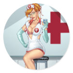 Nurse Pin-up Art Red Head Art by Al Rio stickers