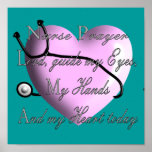 Nurse Prayer Art Poster --Pink Embossed Heart