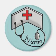 Nurse with EMBOSSED CAP & STETHOSCOPE Fridge Magnet