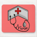 Nurse with EMBOSSED CAP & STETHOSCOPE Mouse Pads