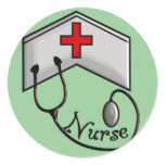 Nurse with EMBOSSED CAP & STETHOSCOPE stickers