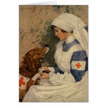 Nurse with Golden Retriever 1917 Greeting Cards